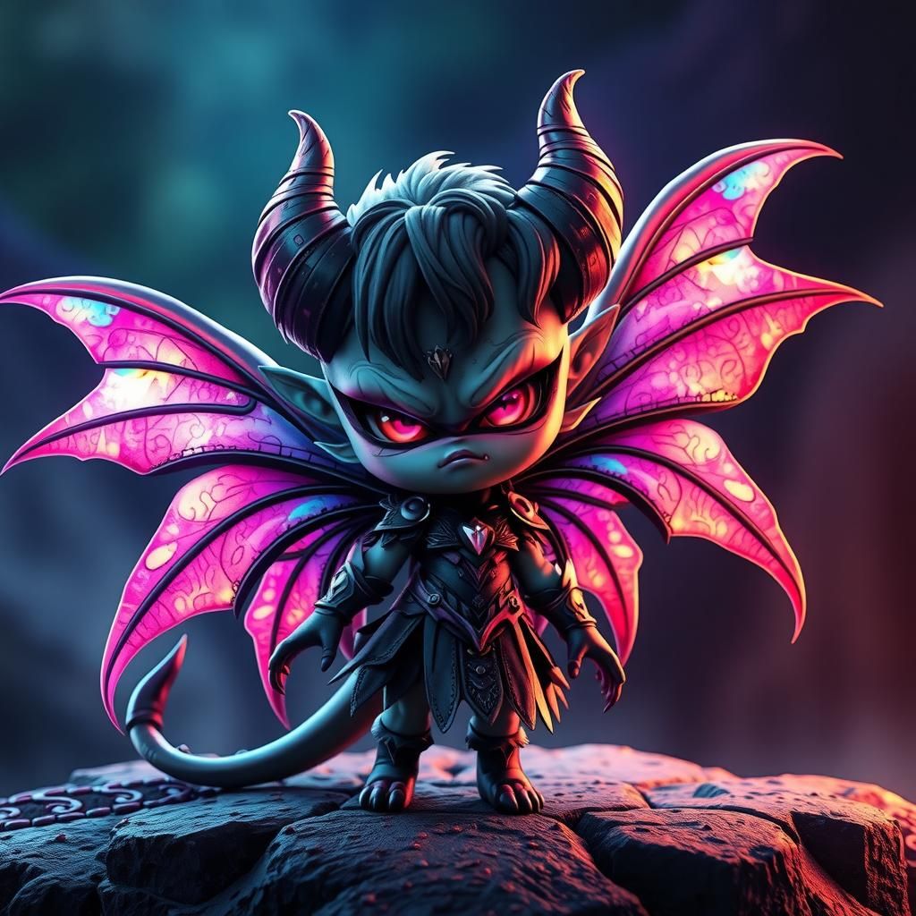 Chibi Demon Fairy in Dark Fantasy Style