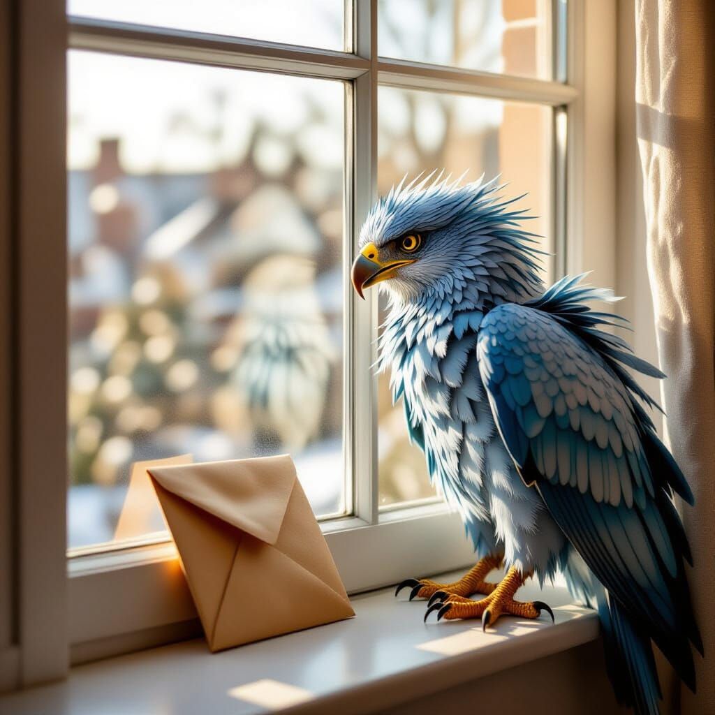 Feathered Monster Delivers Mail in Morning Light