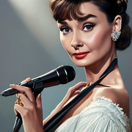 Audrey Hepburn Singing Portrait