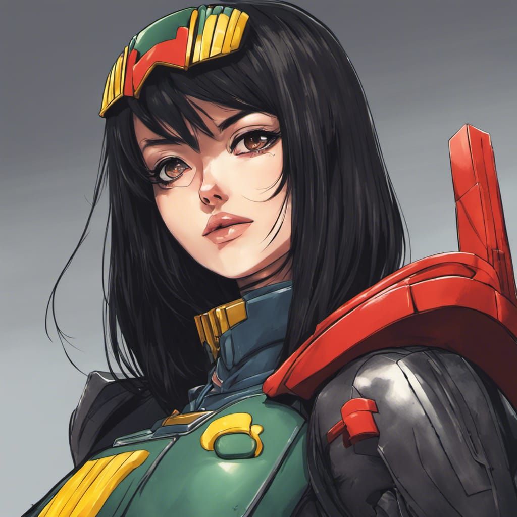 Anime Woman in Judge Dredd Outfit