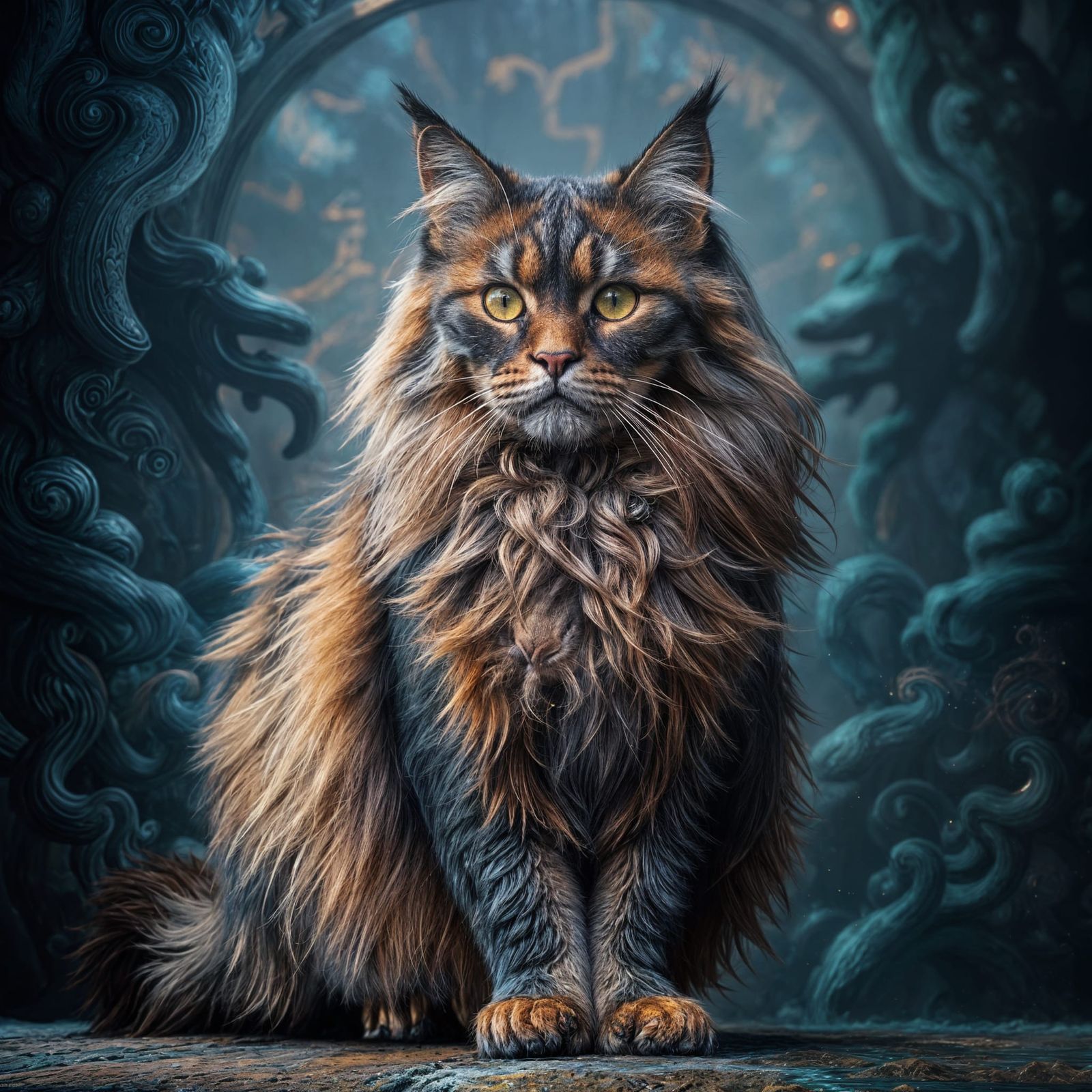 Majestic Maincoon Show Cat in Fantastical Splendor