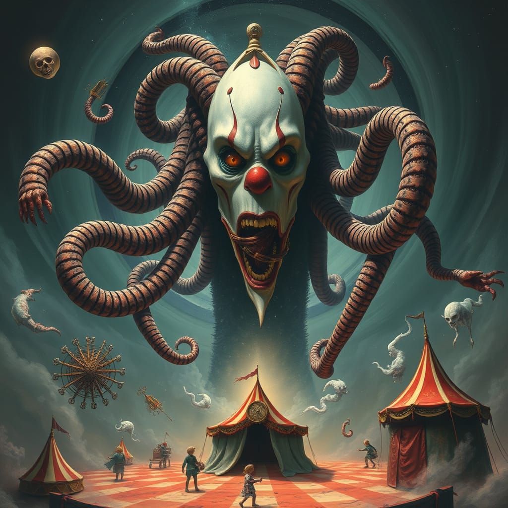 Lovecraftian Horror Beyond the Veil in Cyberpunk Style