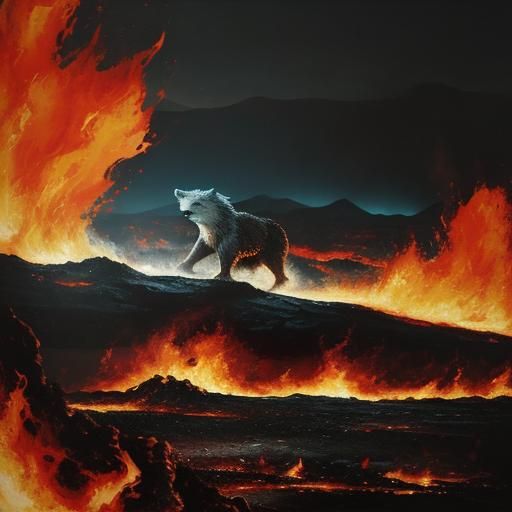 White polar hedgehog in a scorching hot war.