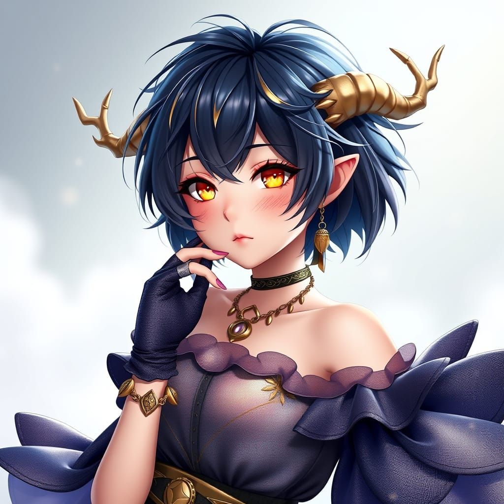 Ethereal Goddess Elva in Vibrant Anime-Inspired Attire