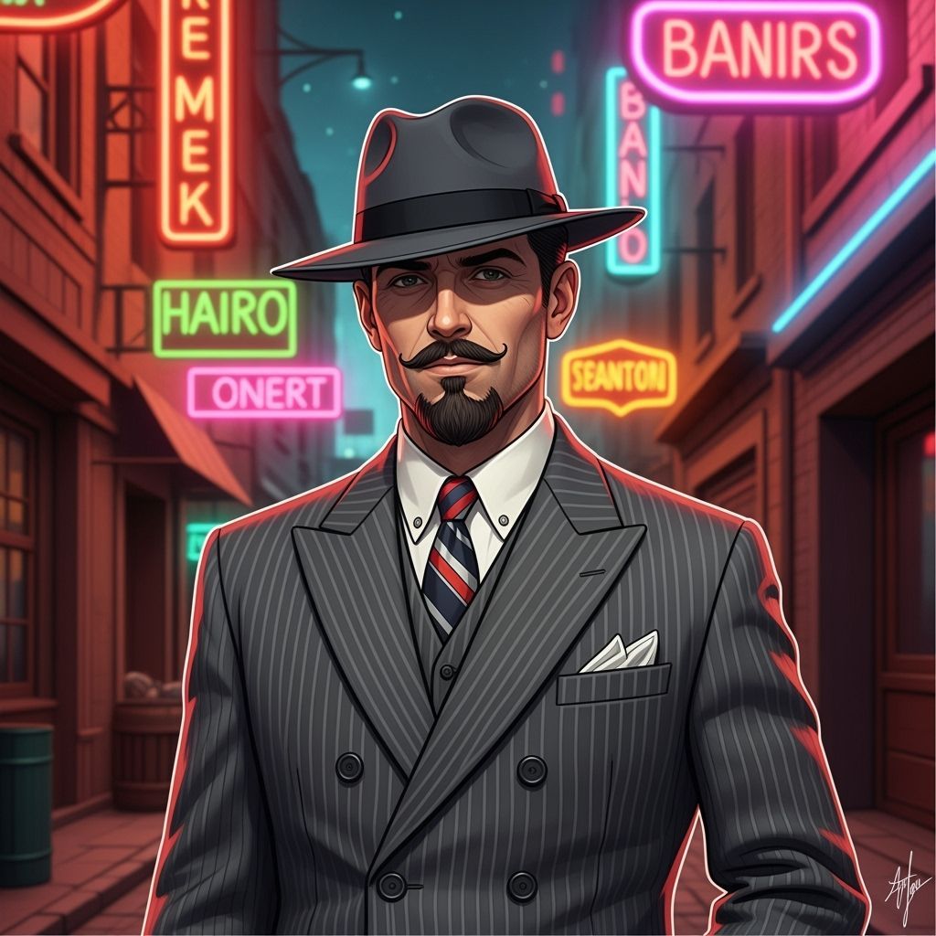 Man in Grey Zoot Suit: Film Noir Style