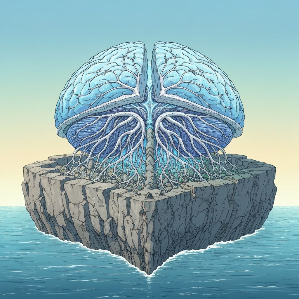 Island Brain Structure in Pastel 2D Animation Style