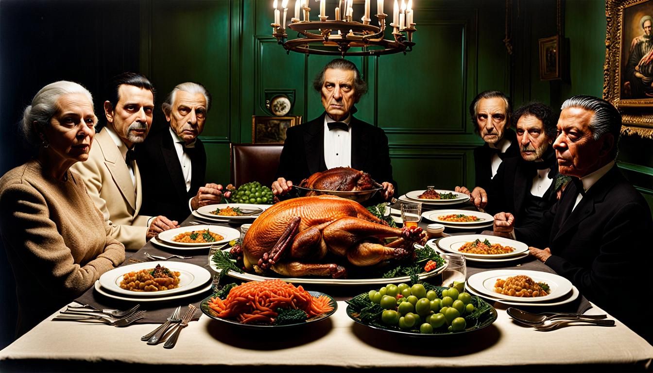 family thanksgiving, not a smile among them