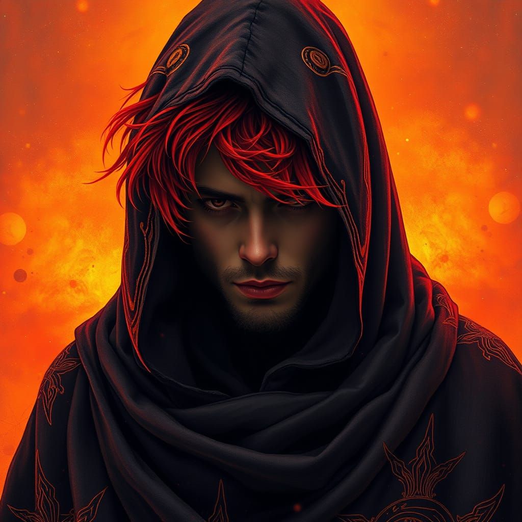 Cosmic Warrior in Fiery Hood