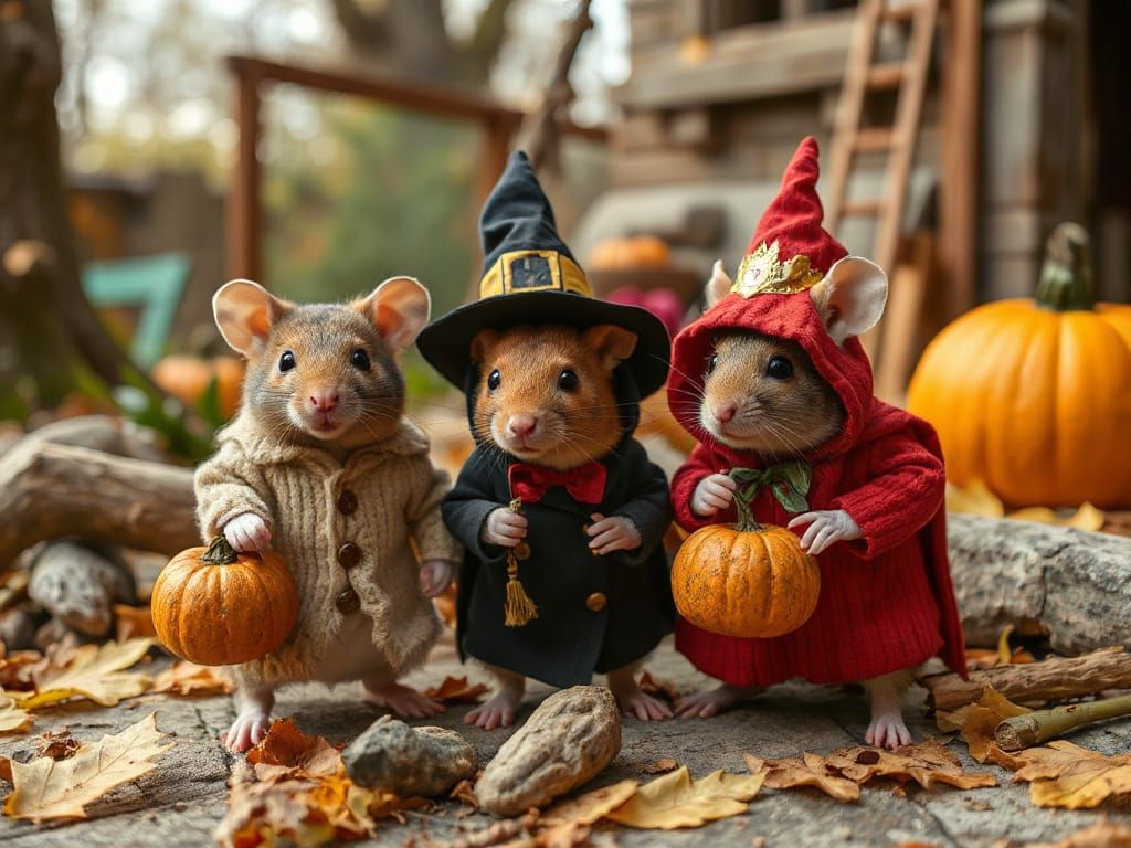 Clever Church Mice in Disguises Trick-or-Treating