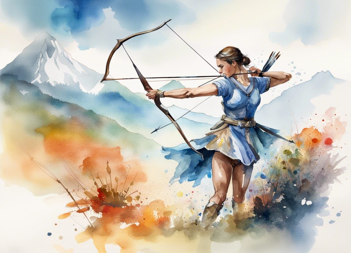 Centaur Archer in Action: Watercolor Splash Art