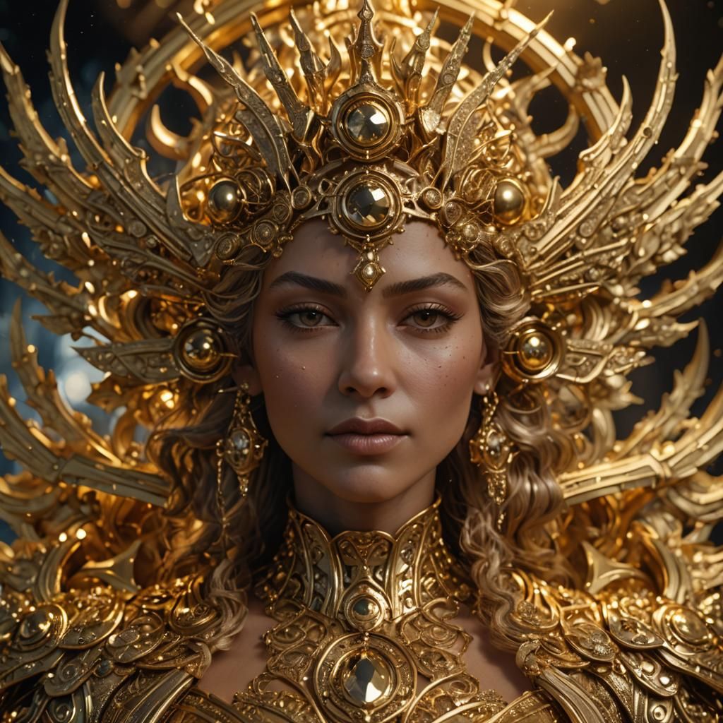 Golden Queen in Space Opera: Photorealistic CGI Art