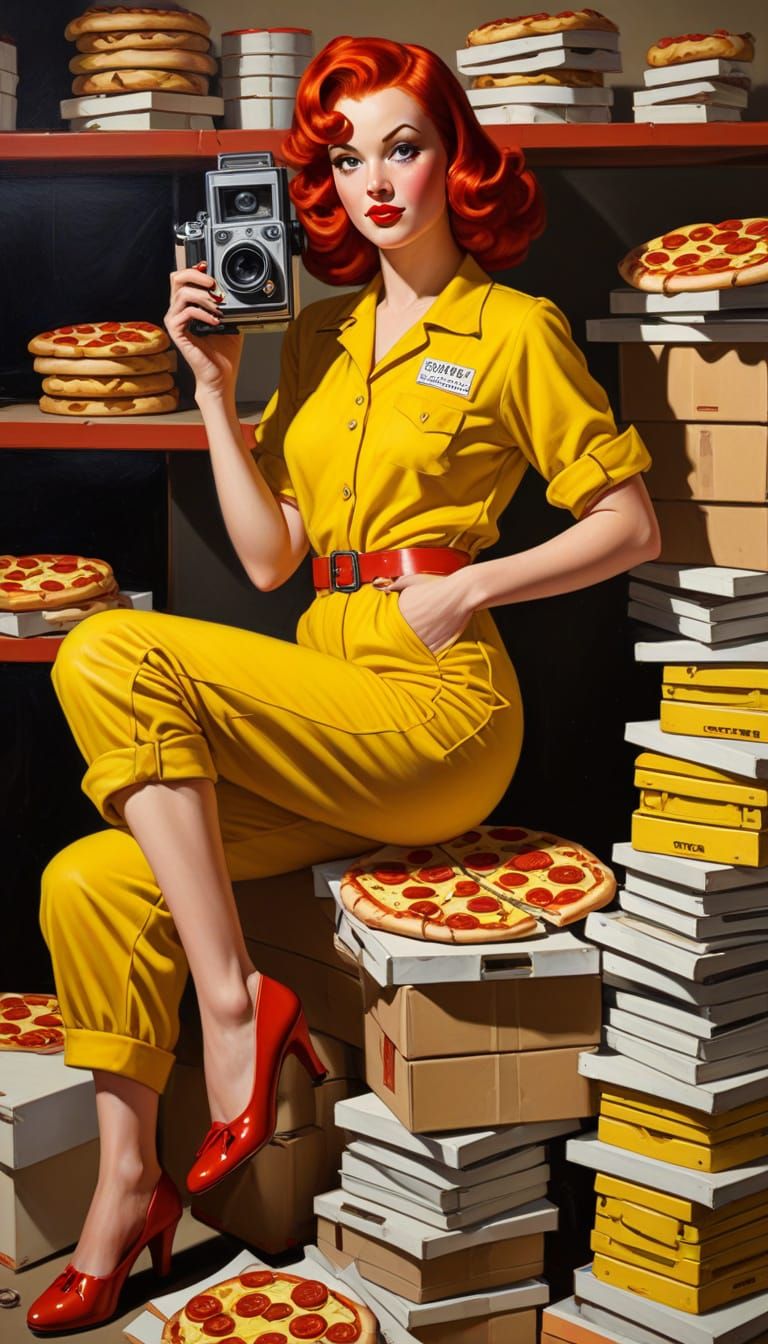 April O'Neal as 1950s Pin-Up in Oil Painting