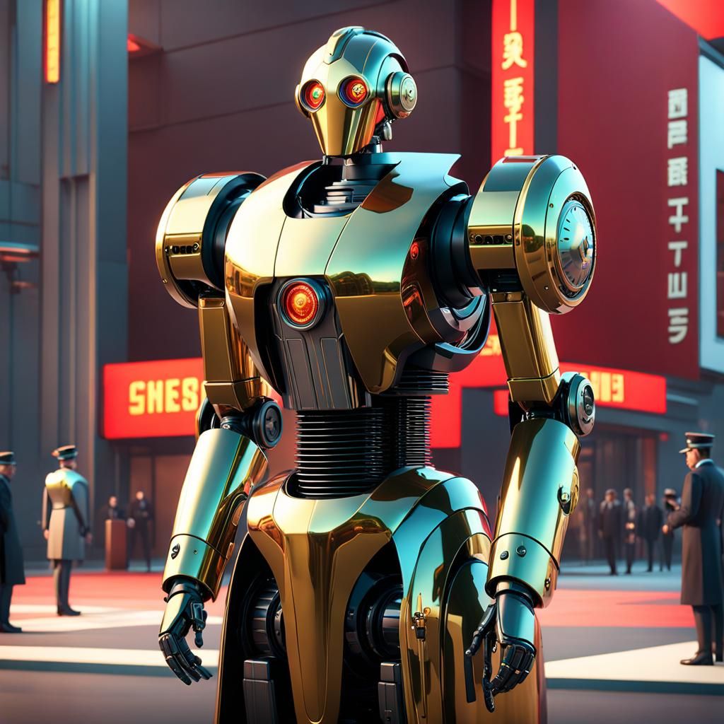 Futuristic Cyborg Butler Inspired by Simon Stålenhag