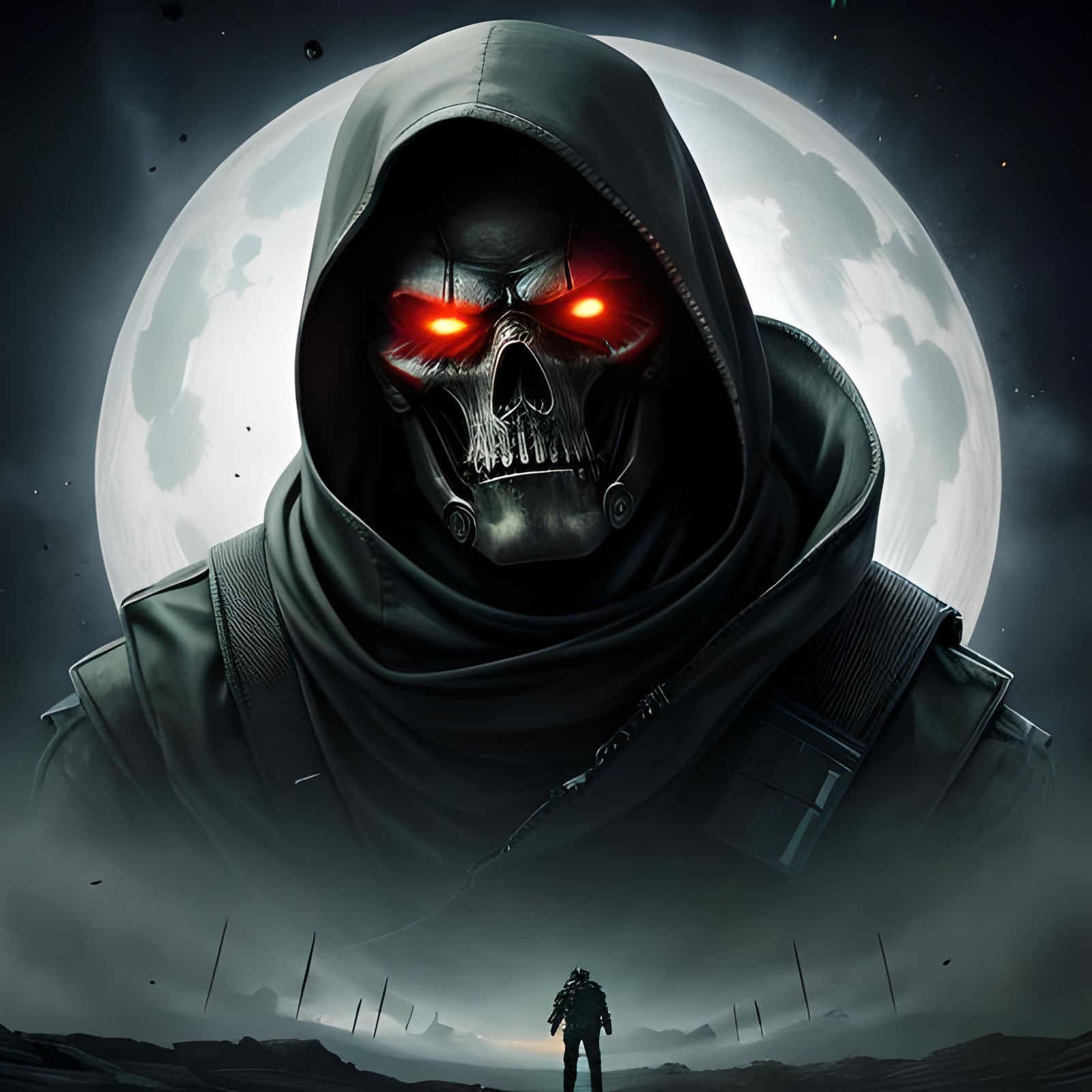 Menacing Sci-Fi Soldier in Futuristic Armor