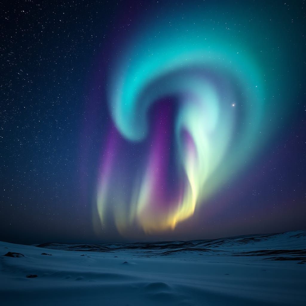 Vibrant Aurora Borealis Under Starry Cosmic Sky