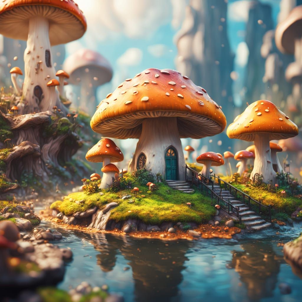 Tiny City Under Giant Mushroom, Splash Art