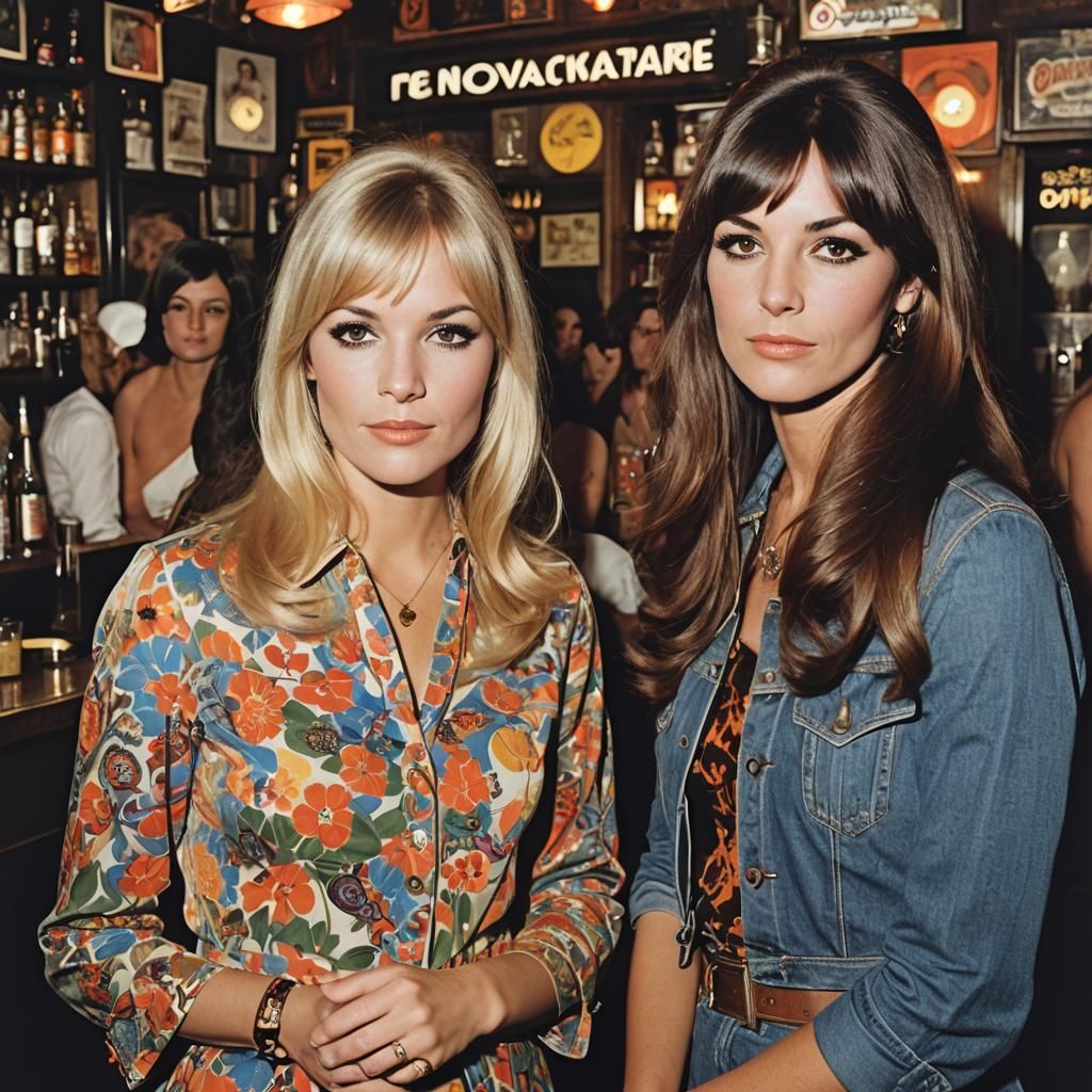 Two Women Discussing Revolution in 1960s Style