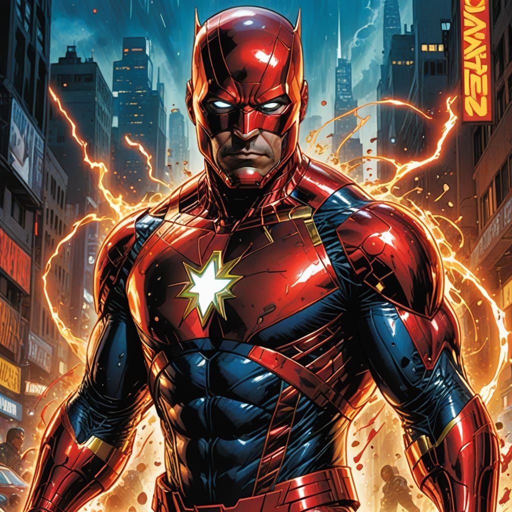 Spectacular Heroic Figure in Vibrant Splash Art