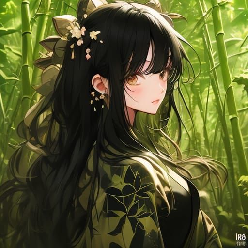 Anime Style: Girl in Bamboo Forest