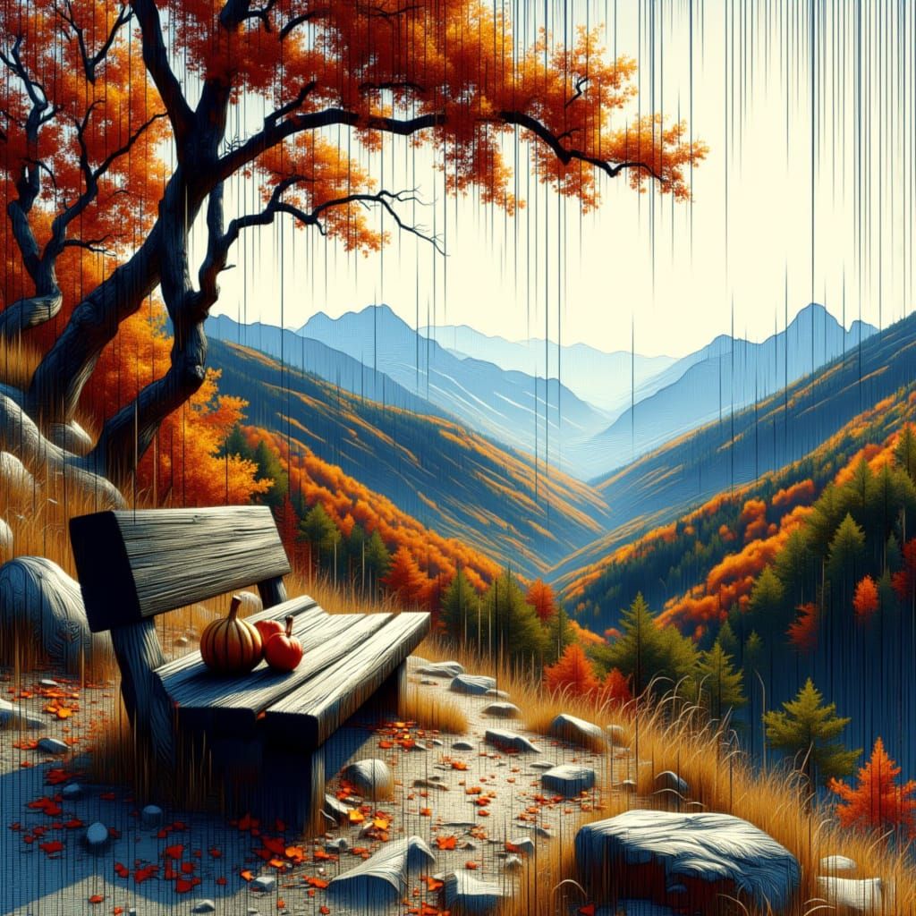 Raster Grid Autumn Mountain Trail View