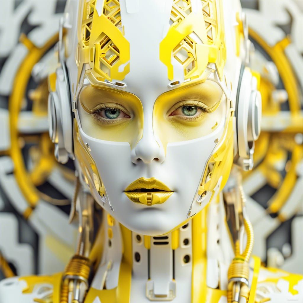 Futuristic Android Portrait in Retro Graffiti Style