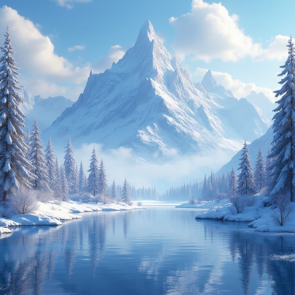 Surreal Winter Wonderlands in High-Fantasy Cyberpunk Style