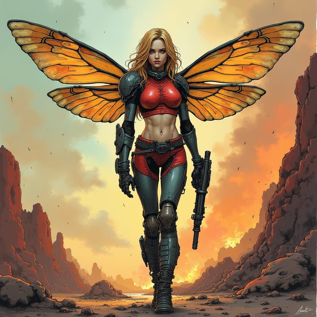 WarGirl Fae Trooper in Post Apocalyptic Hellscape