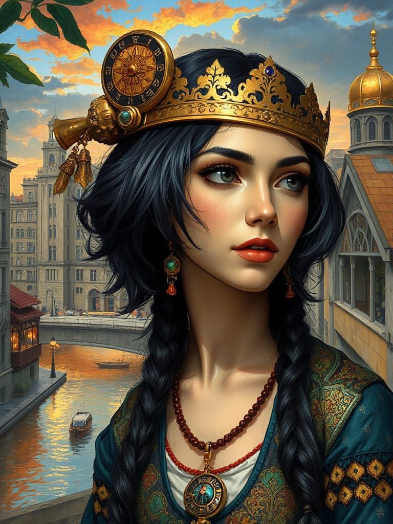 Art Nouveau Cityscape Character Portrait