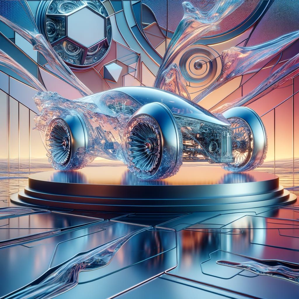 Futuristic Liquid Cars in Tonalism Style