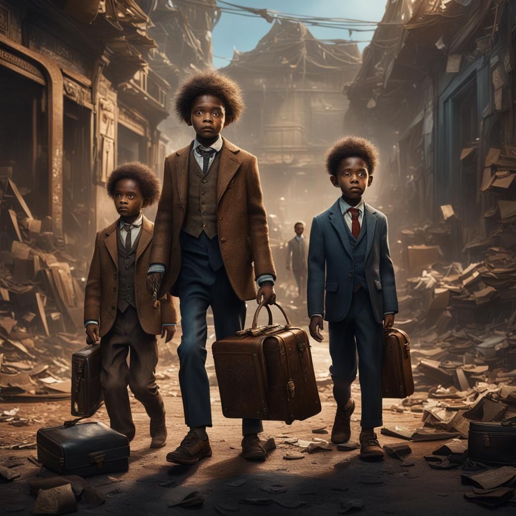 Child Examined by Politicians: Matte Painting, Deep Color