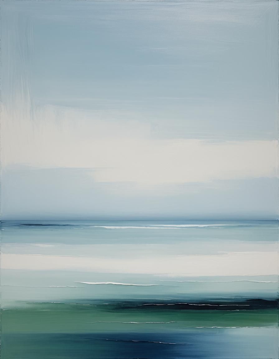 Minimalist Abstract Blue Sea and Sky Painting