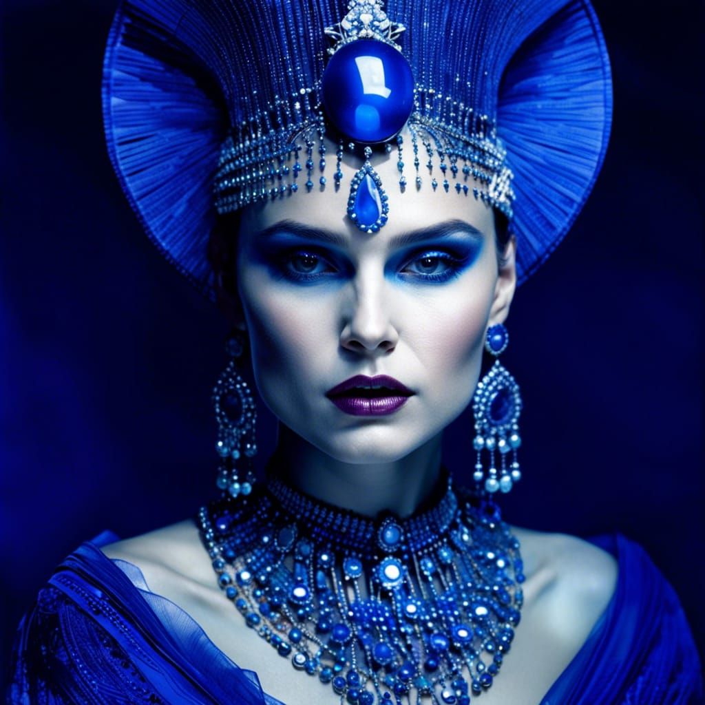 Blue Queen Amidala Portrait in Moebius Style