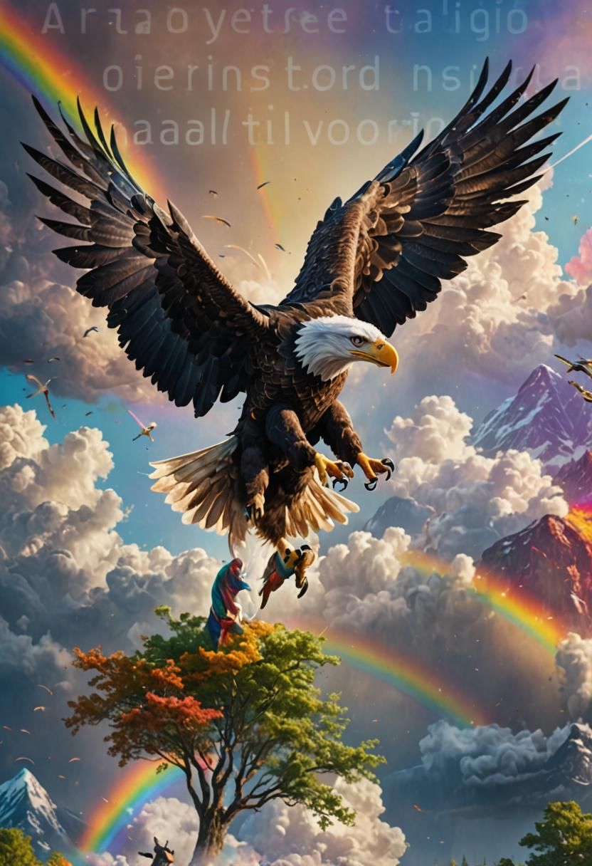 American Eagle and Unicorn Fantasy Art