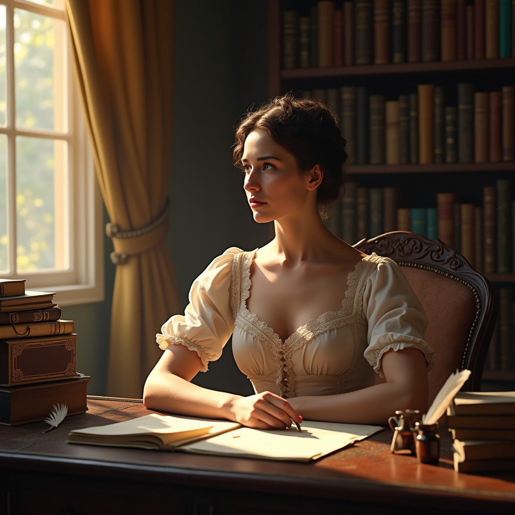 Literary Portrait of a Woman at Writing Desk