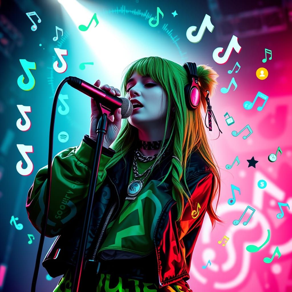 Billie Eilish Performs in a Vibrant, Cyberpunk Concert Setti...