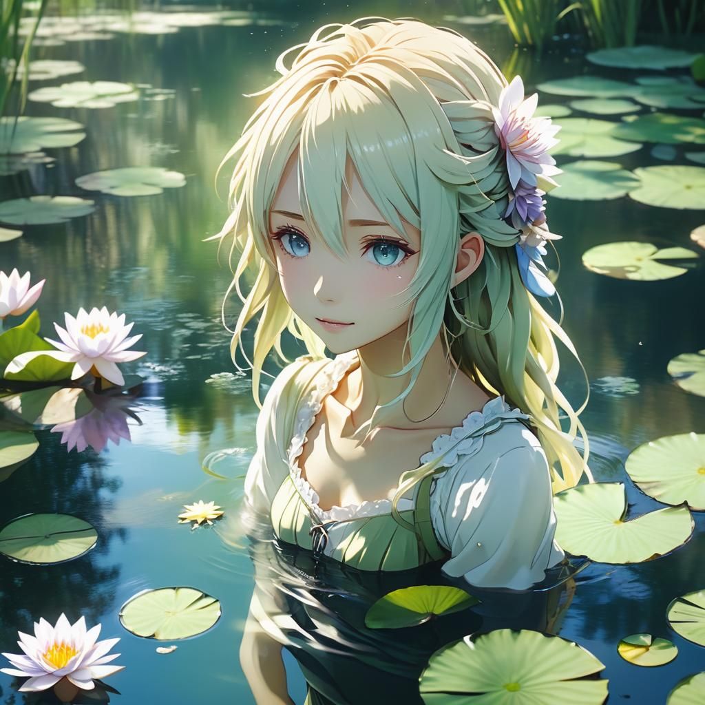 Anime Water Dryad in Violet Evergarden Style