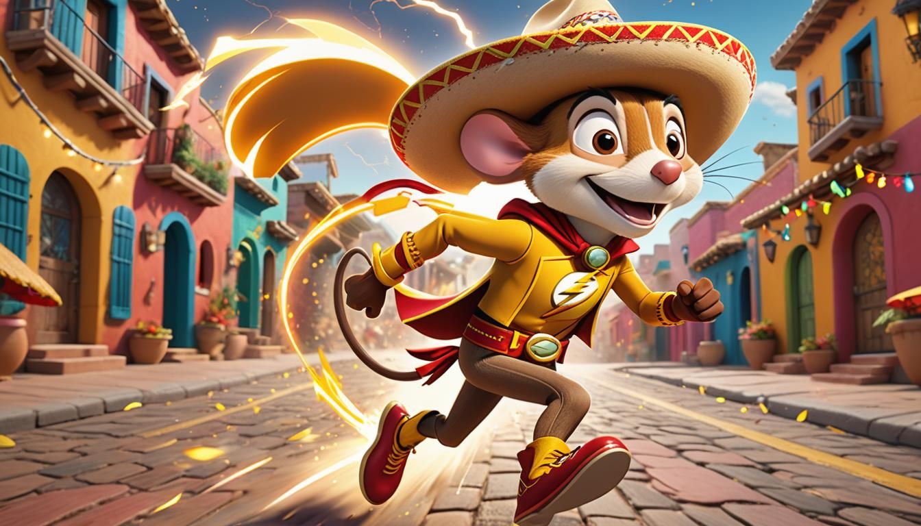 Speedy Gonzales as The Flash: Vibrant 3D Render