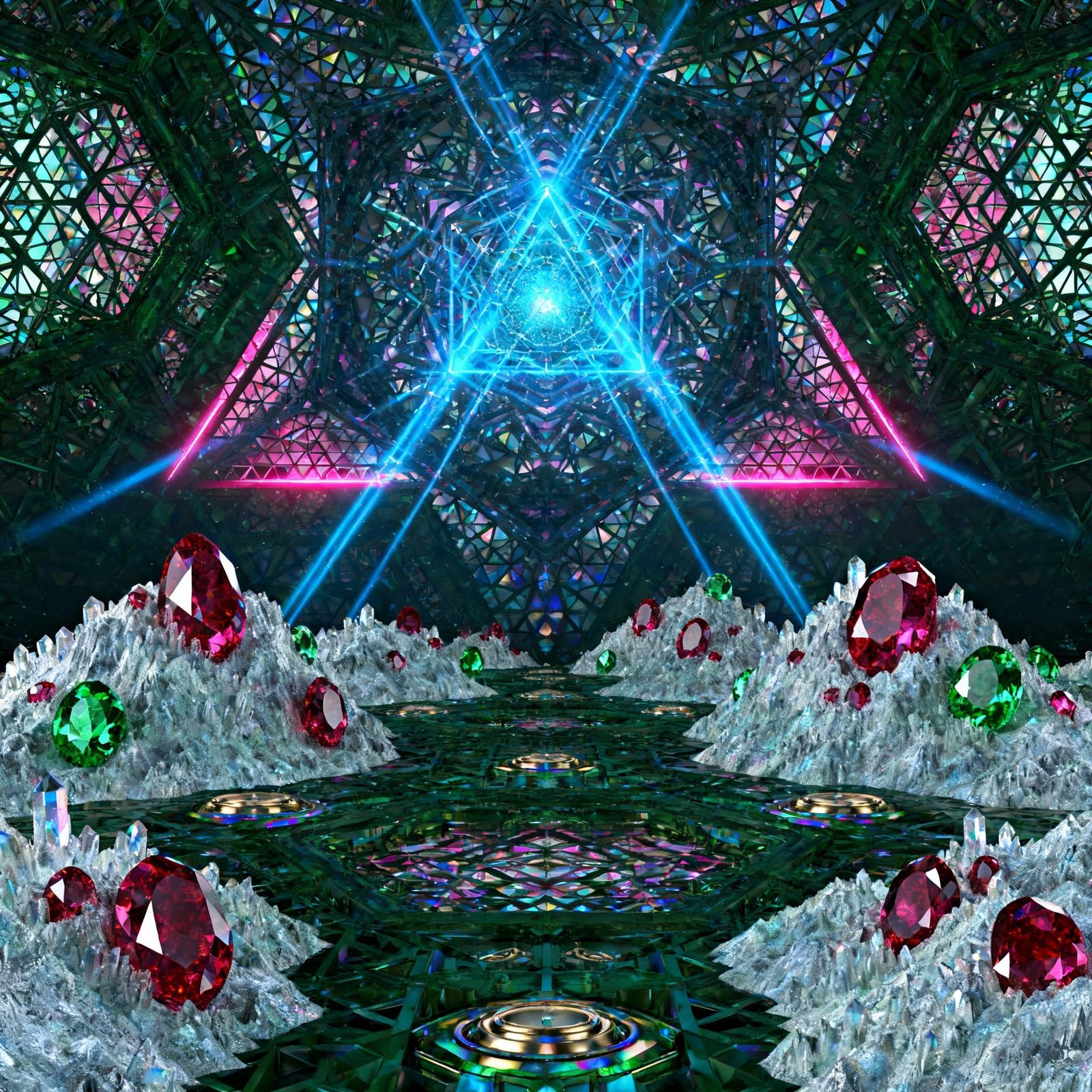 Gemstone Houses on Crystal Hills in Psychedelic Style