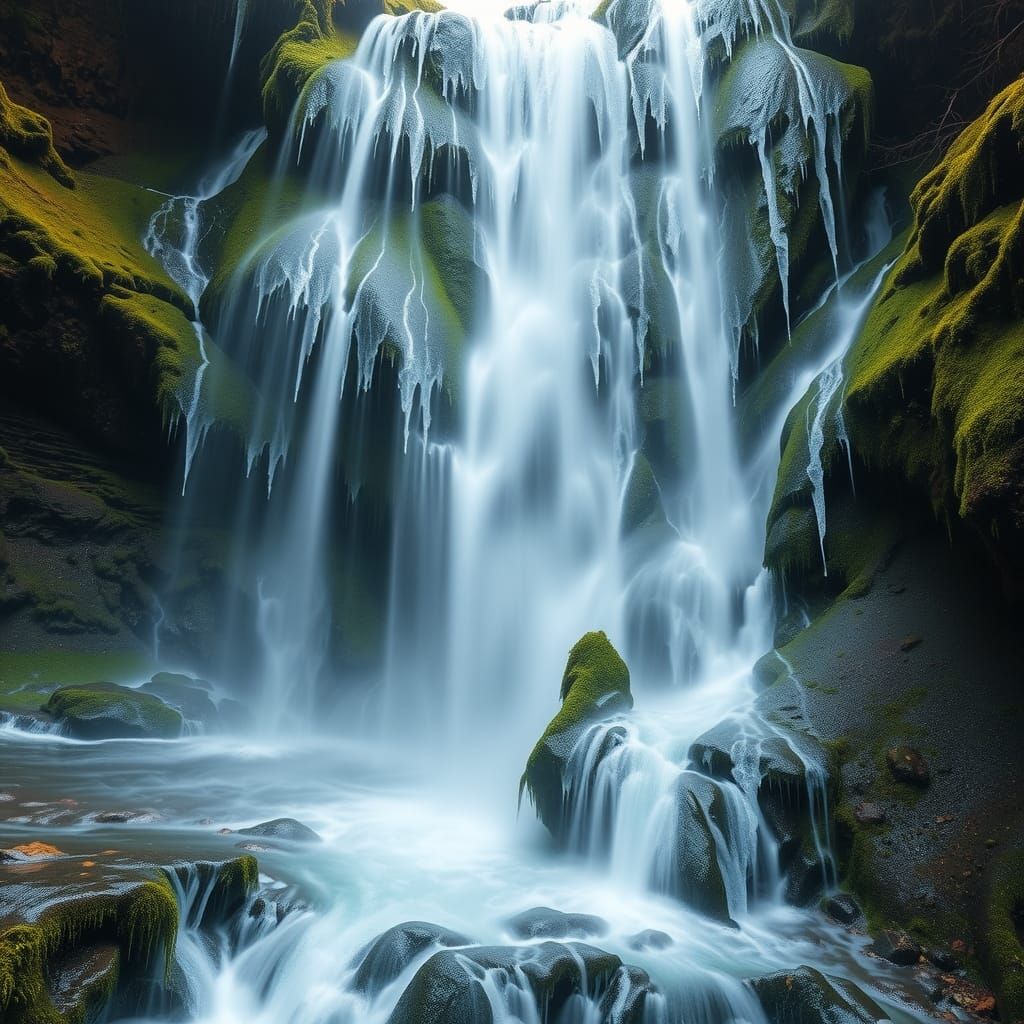 Ethereal Waterfall Flowing From Avatar Fairy Eyes