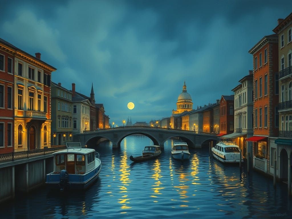 Surreal Canaletto-Inspired Landscape with Ghostly Australian...