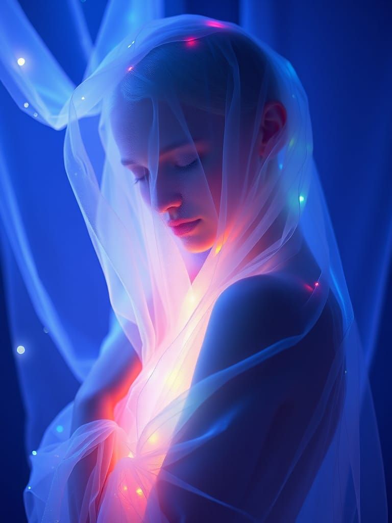 Bioluminescent Woman in Ethereal Light