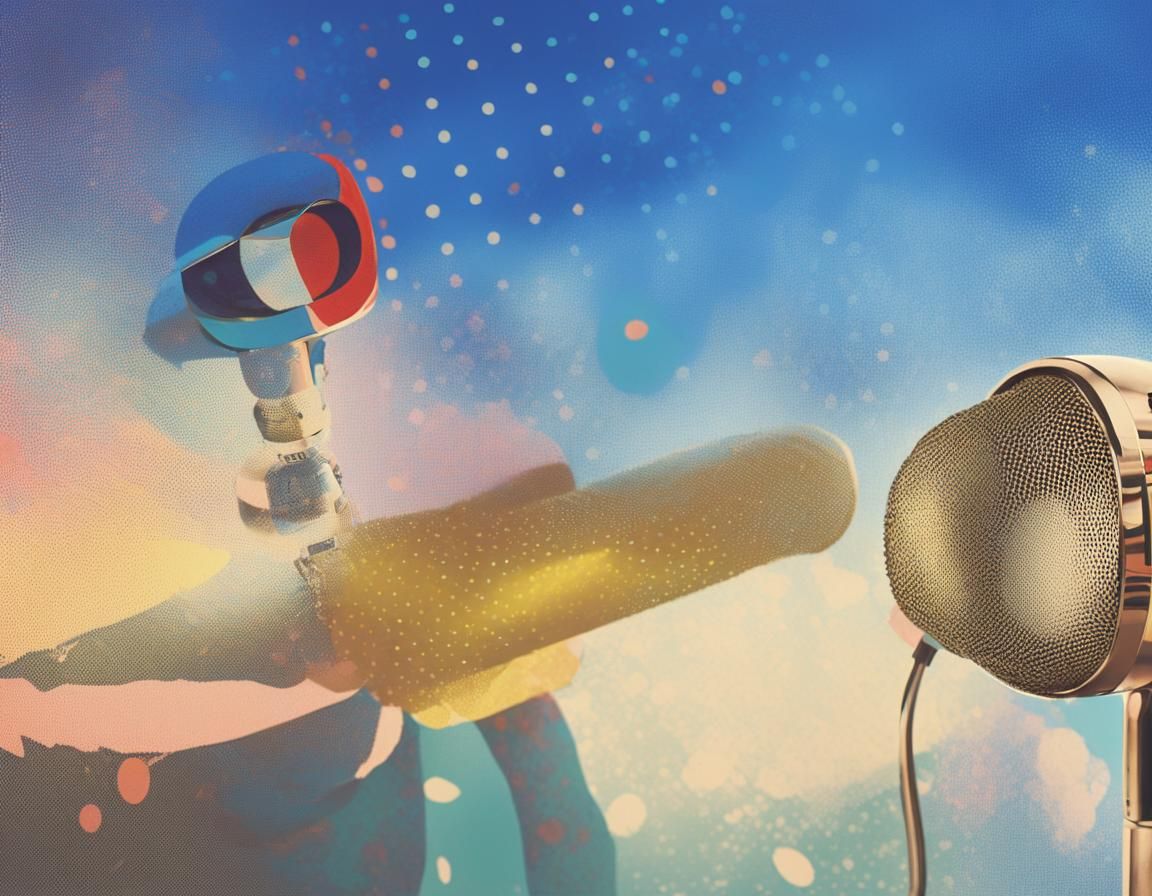 Woman with Microphone in Pop Art Style