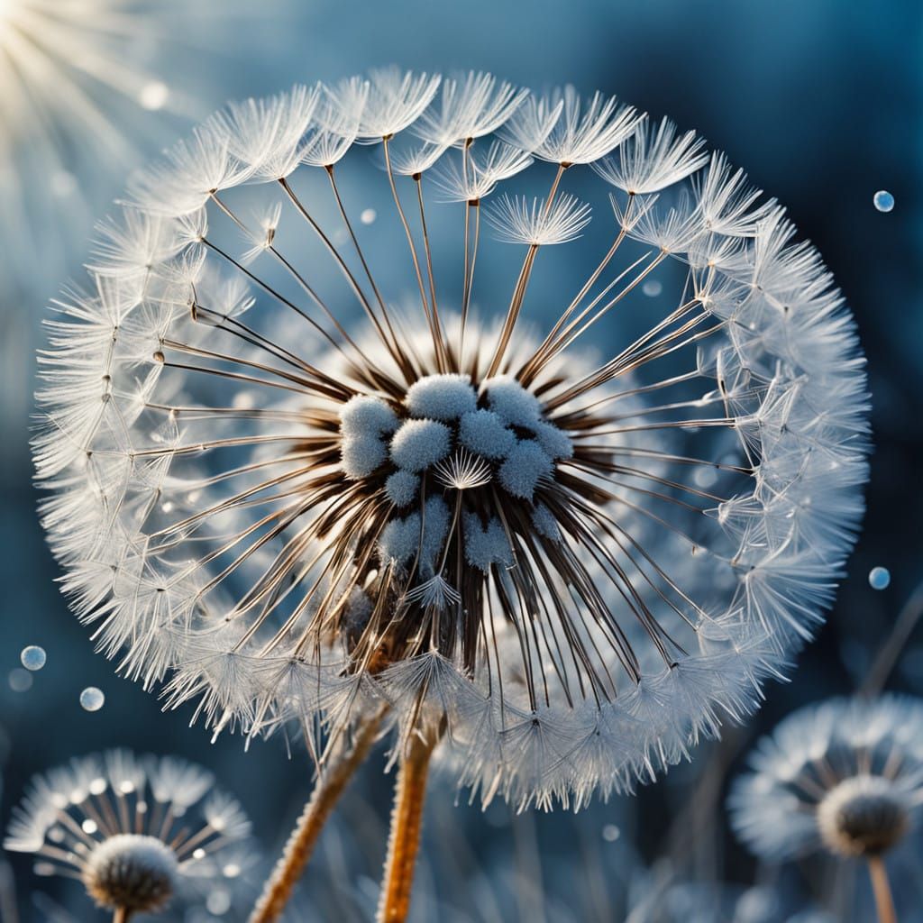 Frosty Dandelion Seeds Shine Like Diamonds