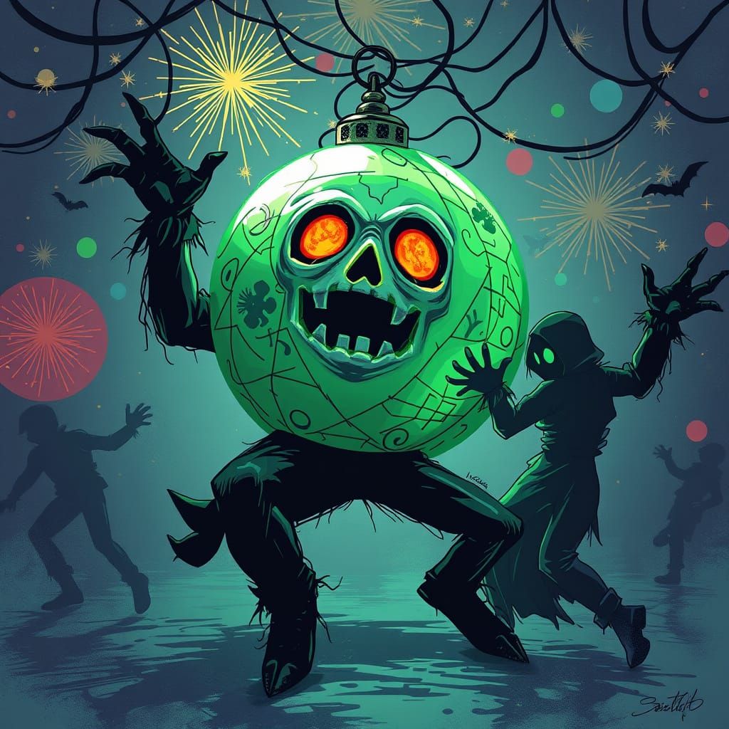 Haunted New Years Eve Ball Party Scene