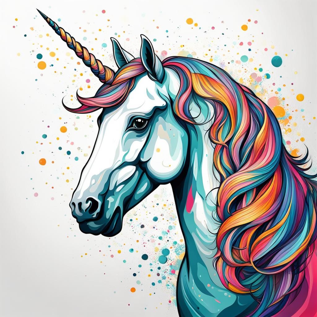 Abstract Unicorn Art in Complementary Colors