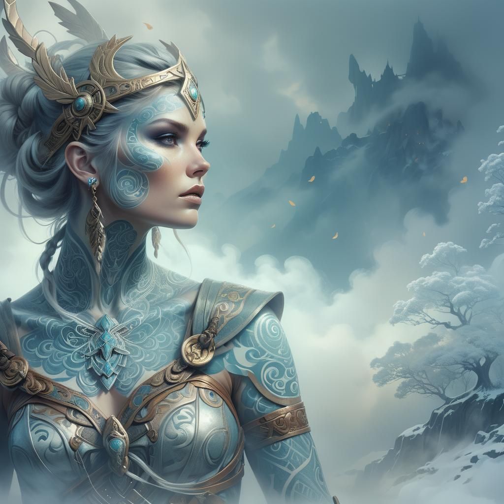Ethereal Norse Goddess Tattoo Portrait
