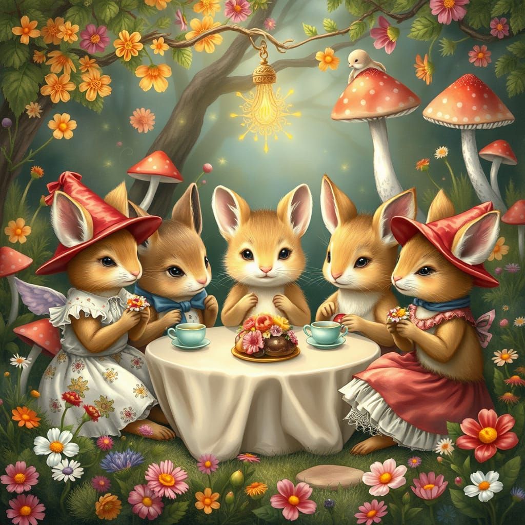 Enchanted Animal Tea Party in Fantasy Style