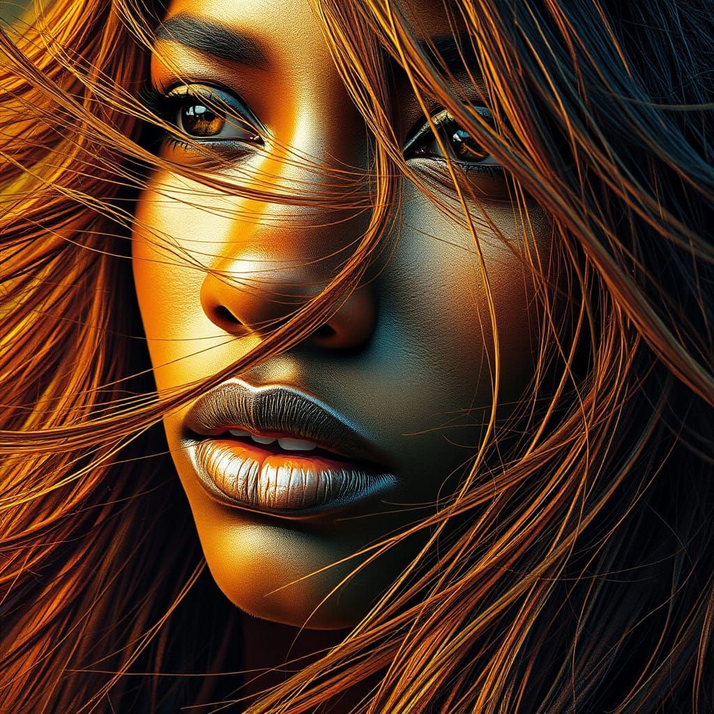 Ethereal African Goddess Caught in Whispers of the Wind