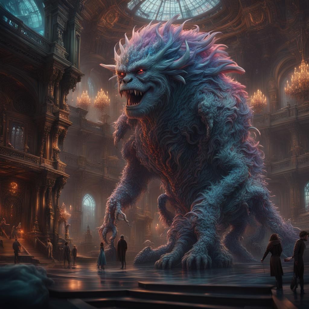 Dramatic Holographic Monster in Epic Digital Matte Painting