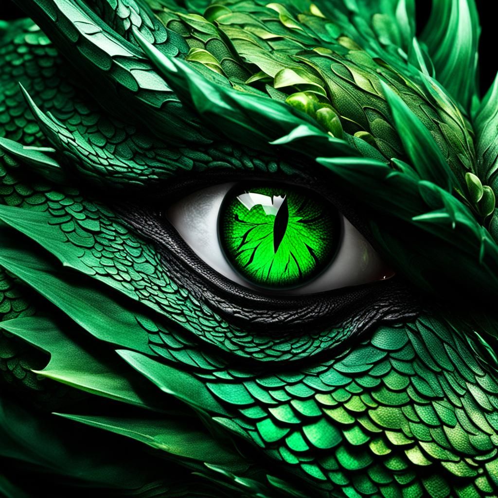 Emerald Dragon Eye Reflecting Forest